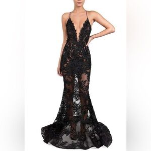 Nadine Merabi Stella Black Evening Gown
